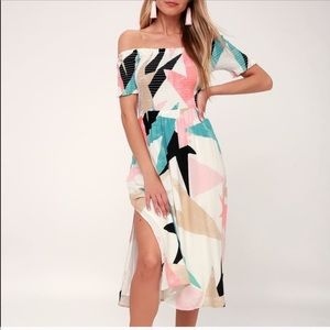 Lulu’s off the shoulder midi dress